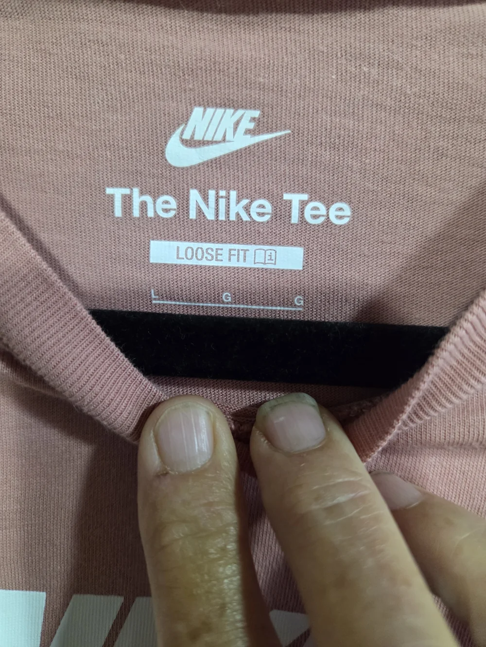 Nike Girls Pink Long Sleeve Logo Tee Loose Fit Size Large Cotton